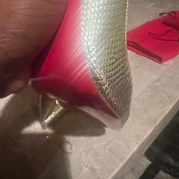 NIB Christian Louboutin So Kate 120 Platine Champagne Gold Calf Metallic Pumps - Picture 9 of 12